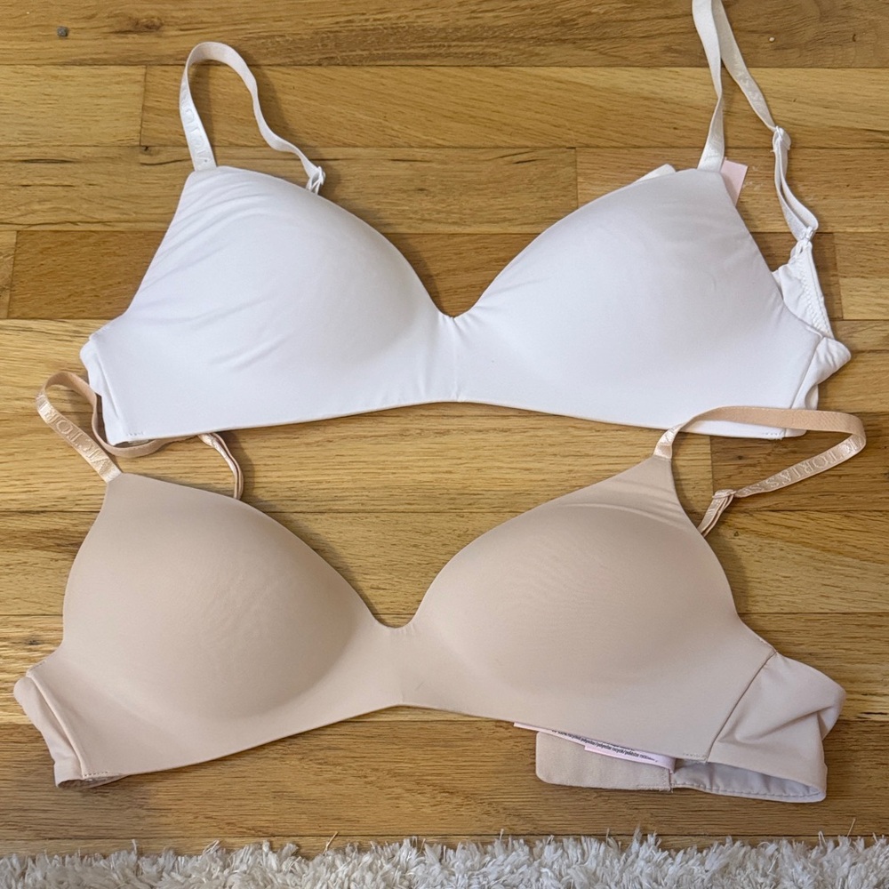 Women's Seamless Bra Set - White and Cream